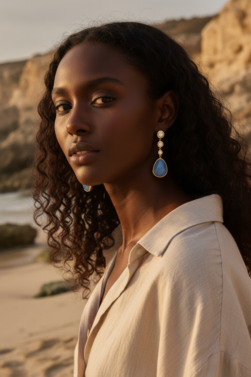 Luxury Earrings Lifestyle Blue Chalcedony
