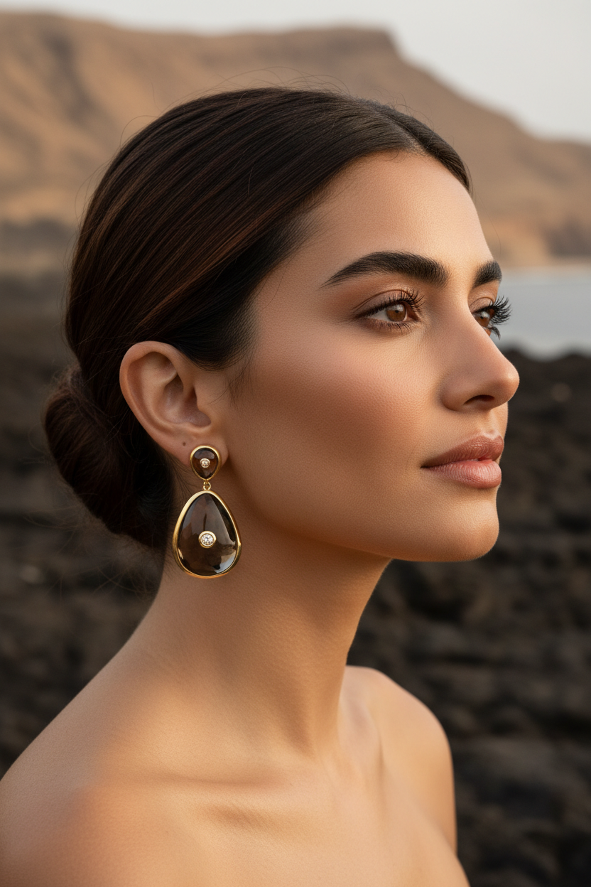 Luxury Earrings Lifestyle Smoky Quartz