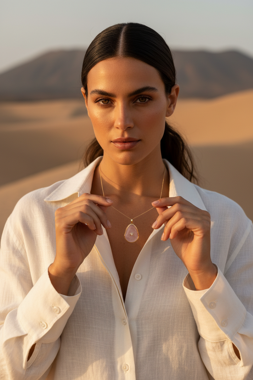 Luxury Necklace Lifestyle Rose Quartz